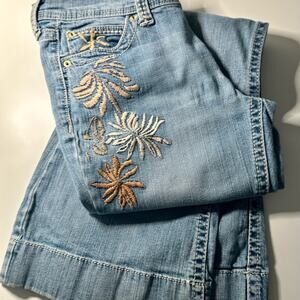 Old Navy Light Blue Flare Jeans with Floral Embroidery - Vintage / Flare
